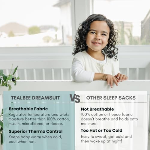 Image of Tealbee Dreamsuit Toddler Sleep Sack with Feet - Walker Sleep Bag with Legs, Rayon made from Bamboo, All Season 1.2 TOG, 2-Way Zipper, 3T-4T - Undyed
