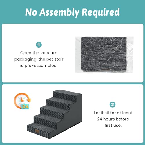COZY KISS Dog Stairs for Small Dogs 17.7" H, 5-Step Gentle Incline Pet Step for Couch and Beds, Non-Slip Dog Ramp for Puppy Doggie Senior Cats, 17.7x29.5x17.7 Inch, Charcoal Grey by COZY KISS - Used condition - Image 7