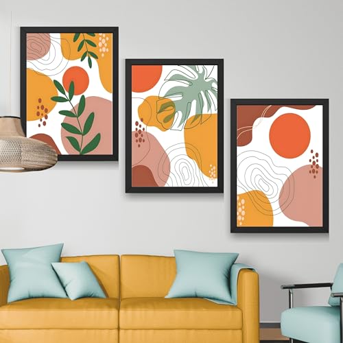 Image of CRAFT QUEST Wall Art Decor Paintings | Set of 3 BOHO Wall Art Frames for Home Decoration | Ideal for Living Room, Bedroom & Office (Black, 10 X 13 Inch, Each Frame)