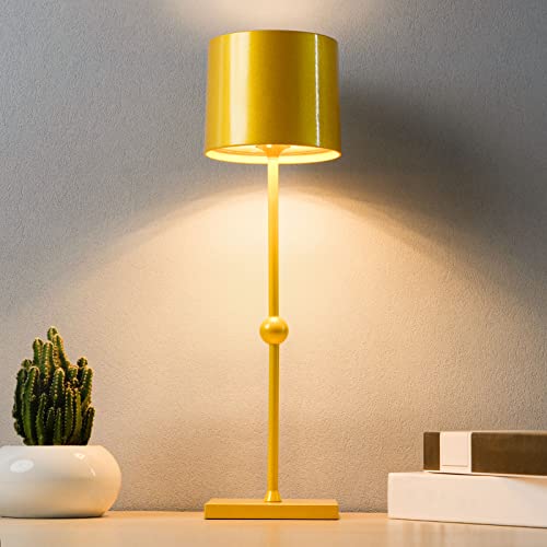 HUIVEOO Cordless Table Lamp, 5200mAh Battery Operated Lamp, 3 Light Modes - Rechargeable Table Lamp for Living Room, Outdoor(Gold-C)