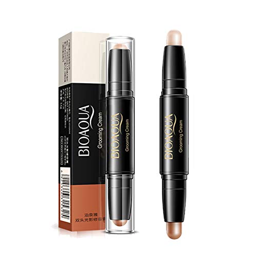 Emirde Double-Headed Highlight Stick, Contour and Highlighters Stick, Contour Stick,Concealer Contour, Highlighters Stick, Make up Concealer Contouring Cream Set Face Highlighters Sticks (B#01)