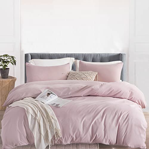 JOHNPEY Duvet Cover Queen (1 Duvet Cover+2 Pillow Shams),Soft Washed Microfiber Bedding Set with Zipper Closure,No Comforter