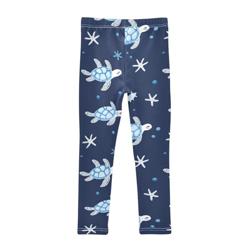 White Blue Turtles Girls' Leggings Toddler Doodles Kids Yoga Pants Dance Active Tights 4T2