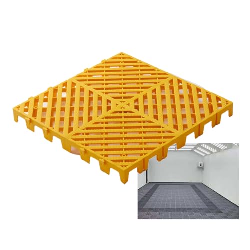 Baldosas Modulares Entrelazadas, Baldosas De Goma Que Empalman Esteras De Drenaje For Terraza, Patio, Garaje, Balcón, Baño, Área Húmeda, Piscina Interior Al Aire Libre, Piso De Ducha(Yellow,50x50x5CMC