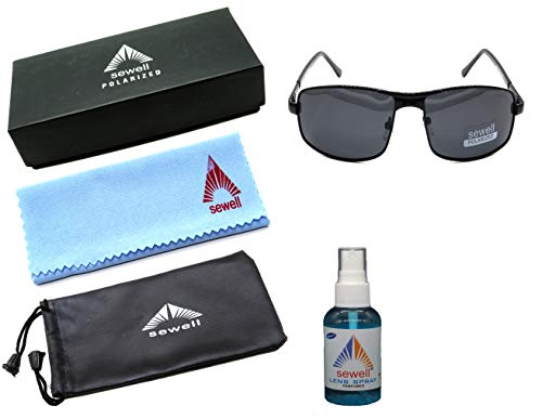 Image of SEWELL Men's metal polarised rectangle full rim UVA and UVB rays protected sunglasses