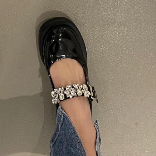 Women's Mary Jane Lacquer Leather Shoes with Shining Strap Thick Bottom Suitable for Outdoor Wearing3