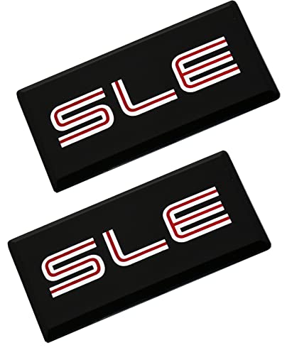 Image of SSDD 2 Pack SLE Side Cab Emblems 3D NamePlate Badge Logo Replacement for GMC Suburban Sierra Yukon Savanna (Chrome /Red) (CH-SLE)