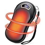 SAMONIC 充電式カイロ 電気カイロ 12000mAh大容量 21階段温度調節 最大18時間連続使用 1秒2面急速発熱 エコカイロ 小型軽量 LEDデジタル表示 USB充電式 携帯カイロ 防寒对策 アウトドア 通勤 通学 旅行 (黒)