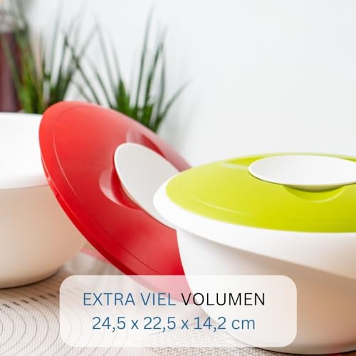 Foto von Westmark Backschüssel 3,5l - inkl. Ausgießer - zweiteiliger Deckel - BPA-freie, rutsch- & spülmaschinenfeste Rührschüssel (rot/weiß)