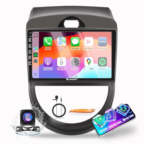 Kunfine Automóviles CarPlay Android Auto Navegación Estéreo GPS Radio Cámara de Marcha Atrás 9