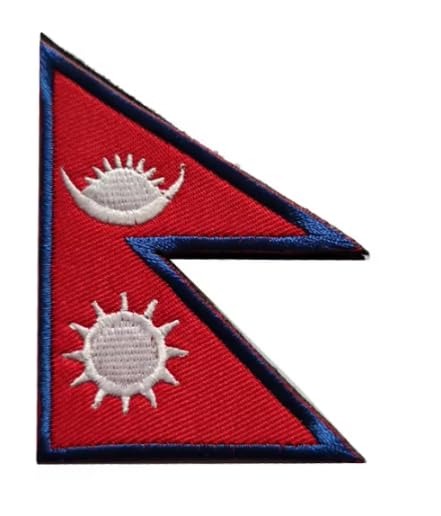 Flag Embroidered Patch/Badge with Hook and Loop Velcro Backing - 8 X 5 cm / 3.15 X 1.97 inch - For Bags Backpacks Clothing … (NEPAL FLAG BADGE)