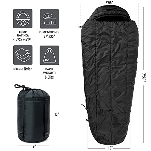 Bolsa de dormir MT Military Patrol/Intermediate, sistema modular de 4 piezas para todas las estaciones, Olive Drab/Black miniatura 3
