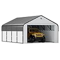 12x20 Metal Carport with Removable Sidewalls, Heavy Duty Car Carport Canopy, 100MPH Wind Resistance for Cars, Boats, Trucks, Outdoor Parties