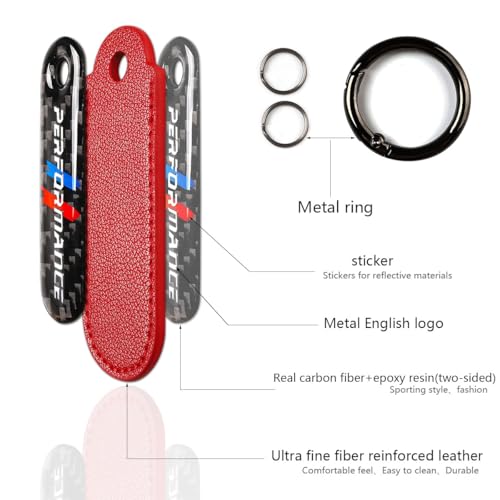 Image of muekzru Carbon Fiber Leather Set Car Keychain,Universal keychain Fashion Sports Keychains Keyring Business Gift Birthday