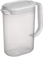 ANGIX 1.5L Fridge Door Jug with Handle | Plastic Pitcher Container with Lid and Pouring Spout, Versatile Transparent Spill Proof - Space Saving Fridge Liquid Storage Jug