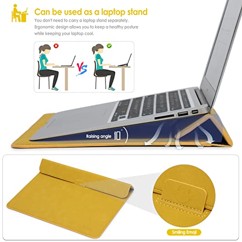Hyzuo 13 Inch Laptop Sleeve Case With Stand Feature Compatible With Macbook Air M2 A2681 13.6" Display, Macbook Air 13 M1 2018-2023, Macbook Pro 13 M2 M1 2016-2023, With Accessory Bag, Olive Yellow #TOP2