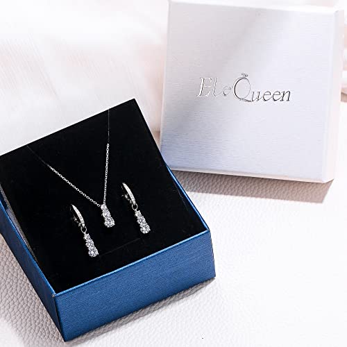 Elequeen Elegant Trilogy Round Austrian Crystals Necklace Leverback Dangle Earrings Gift For Women Girls, Valentine's Day/Mother's Day/Christmas Jewelry Gift For Girlfriend/Mom #TOP4