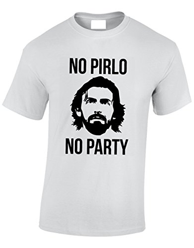 Image of Crown Designs No Pirlo No Party Awesome Sports Fan for Men & Teenagers T-Shirts Tops - White/Medium