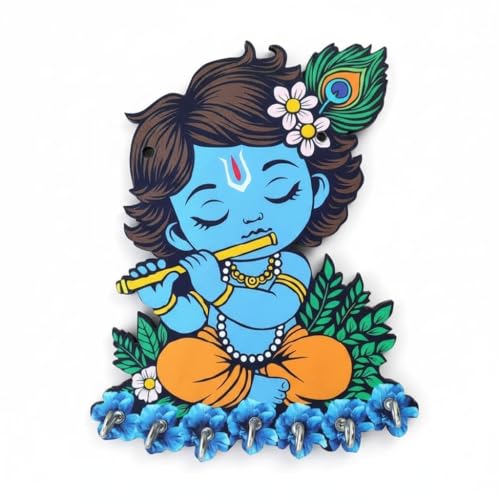 Image of Webelkart Premium Cute Krishna Key Holder for Home /Office Decor /Key Hanger for Wall Decor,Decorative Item for Home (Blue Krishna)