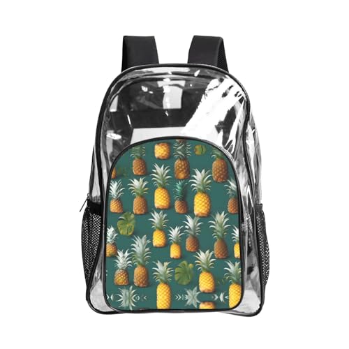 Mochila de seguridad transparente escolar con bolsillo frontal de PVC y malla lateral