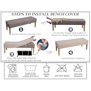 SPRINGRICO Stretch Dining Bench Cover, Removable Bench Slipcover Washable Bench Seat Protector Rectangle Bench Cover for Dining Room, Living Room, Bedroom, Kitchen (S3-Green) SPRINGRICO Stretch Dining Bench Cover Removable Bench Slipcover Washable Bench Seat Protector Rectangle Bench Cover for Dining Room Living Room Bedroom Kitchen S3 Green