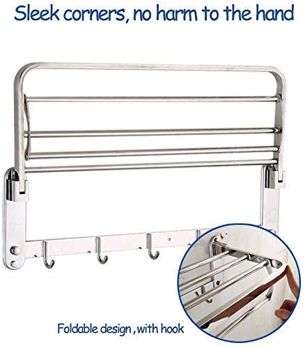 Porte-serviettes pliable étagère de douche double barre pour salle de bain - 5