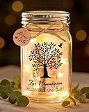 Geldgeschenk Kommunion, LED Flaschenlicht mit Grußkarte, Kommunion Geschenke für Mädchen Junge - Alles Liebe und Gute