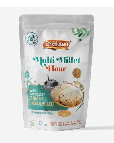 Image of Dr. Gluten Multi Millet Flour 1kg | 7 Native Indian Millets | Gluten Free Atta | Cold Pressed Milling | Whole Grain | No Starch | Weight Management | High Dietary Fiber | 1kg