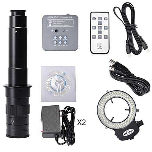 Microscope 48MP 1080P 60FPS Digital Microscope 300X 180X C-Mount Lens(300X Full Kit)
