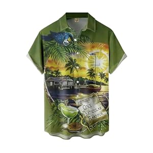Hardaddy Men’s Summer Hawaiian Shirts Funny Performence Printed Button Down Casual Bowling Shirt