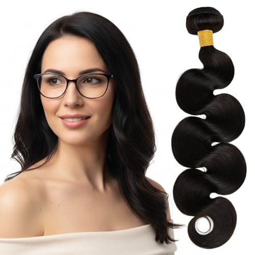 18-Inch BW 1B Human Hair Bundles, Single Bundles Human Hair, High-Temperature Fiber for Natural Look, Versatile Styling Options