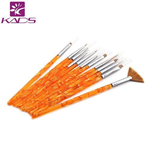 KADS Nailart Pinsel Set 12-teilig Polish für UV-Gel Nägel, Acryl-Nägel Profi Nagelstudio Werkzeug (orange) – Bild 5