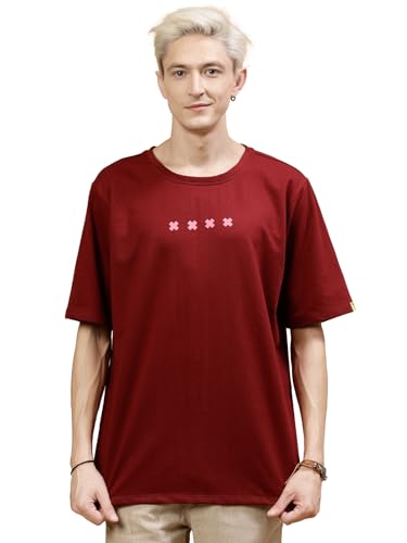 Image of Rigo Back Printed Half Sleeves Round Neck Oversized T-Shirt for Men | Drop Shoulder T-Shirt for Men | Loose Baggy Fit T-Shirt for Men