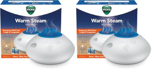 Image of Vicks Warm Steam Vaporizer & Humidifier 1.5 Gallon Tank for Small and Medium Rooms, Night Light, Works with VapoPads and VapoSteam (Pack of 2)