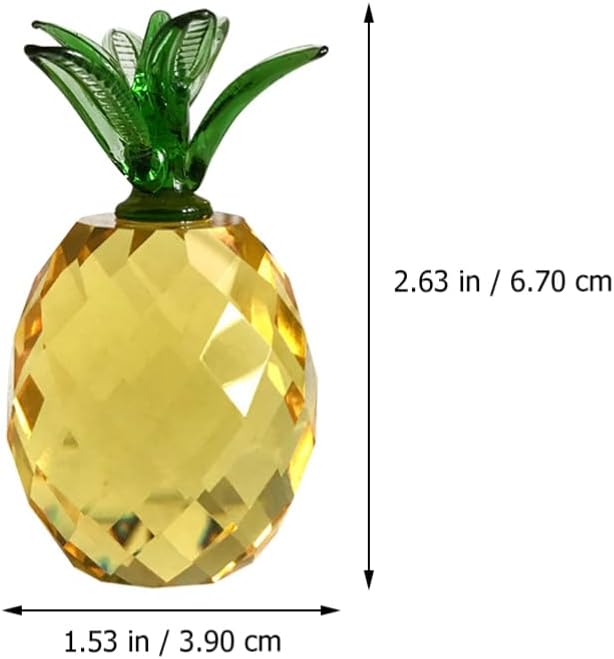 Sewroro Pineapple Crystal Ornament, Lifelike Table Decoration, Creative Desktop Decor, Yellow, 2.63 x 1.53 Inch image 3