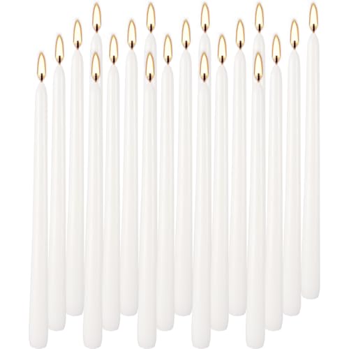 Howemon 20 Pack White Taper Candles 12 Inch Tall 3/4 Inch Thick Burn 10 Hours