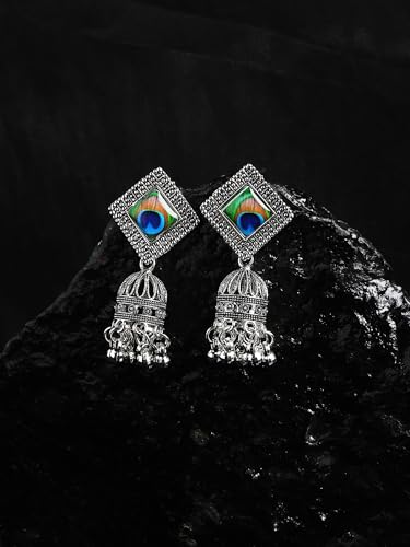 Image of INDO ERA Silver-Plated Contemporary Assorted Jhumka Earrings for Girls and Women | You will get any one Jhumka from all