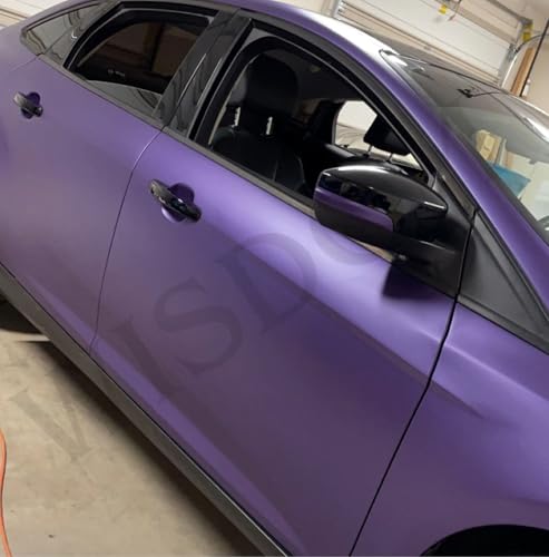 Image of WISDOM Purple Metallic Metallic Vehicle Wrap Vinyl Matt Finish Easy Apply Air-Release Weatherproof DIY Car & Motorcycle (Purple Metallic, 20 Inch X 7 Feet)
