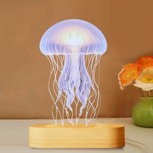 Nursery Jellyfish Lamp - Shatterproof LED Bedside Night Light with RGB Color Light Changing Modes, Soothing Nursery Decor for Baby & Kids Bedrooms (5.9in x 8.45in)