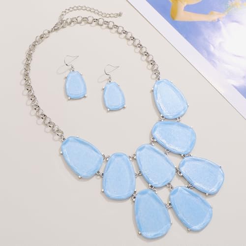 Firstmeet Chunky Bubble Statement Collar Necklace with Earrings for Women3