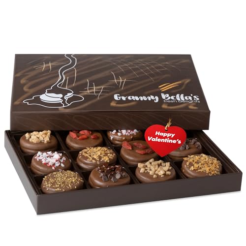Granny Bellas Valentines Day 12 Chocolate Covered Cookies, Gift Basket for Him, Her...