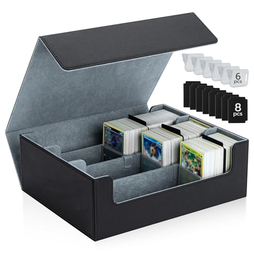 Mcbazel Card Deck Box for MTG 1800+ Cards Magnetic Holder with 3 Rows and 8 Dividers