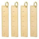 DELORIGIN 4Pcs Small Metal Ruler 6cm Brass Gold Straight Ruler Bar Metric Measurement Tool Decoration Key Ring Ornaments Pendants Ruler Bookmark Keychain Accessories for Students Car