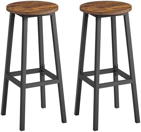 VASAGLE Tabourets de Bar, Lot de 2, Chaises, Siège Haut, Cadre Mé...
