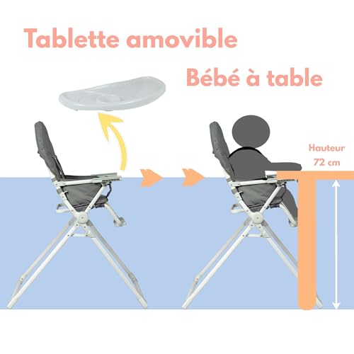 Chaise haute bébé pliable facile à nettoyer pour parents pressés