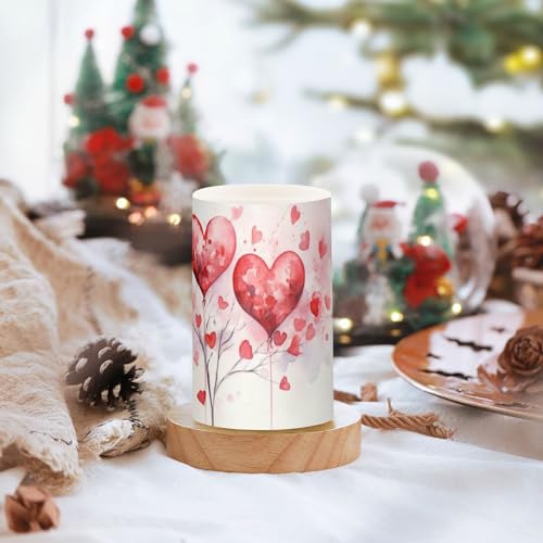 Image of ALAZA Pink Hearts Flickering Flameless Candles Battery Operated with Remote Timer,Tea Light Candles LED Pillar Votive Candles Set of 2