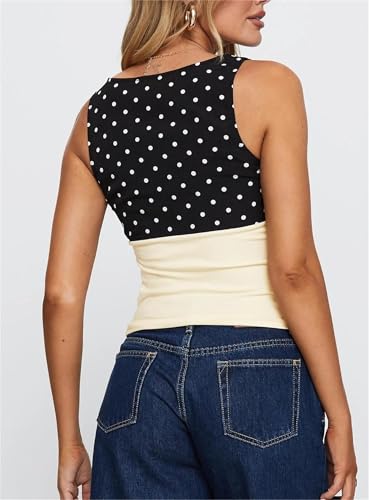 Women Y2K Halter Tank Top Sleeveless V Neck Polka Dot Crop Top Sexy Slim Backless Going Out Cami Shirt Streetwear3