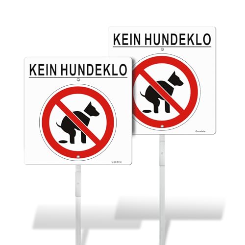 Goodvia 2 Stück XXL Hochwertige Steckschilder kein Hundeklo mit Halter 30 x 30 cm Alu Diese Wiese ist Kein Hundeklo Schild mit UV-Schutz von Goodvia