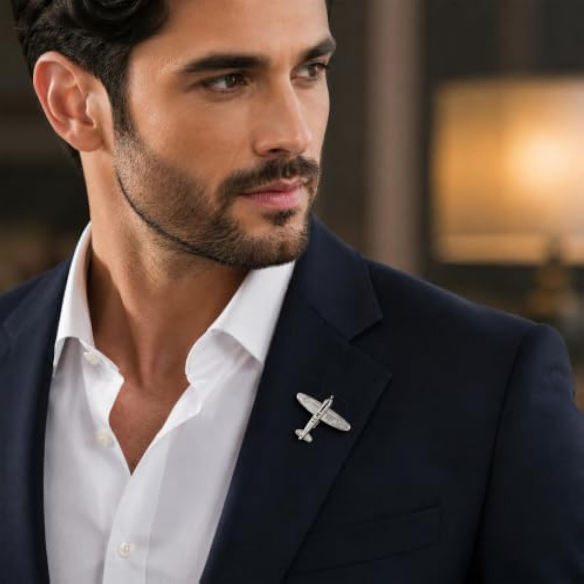 Vintage Propeller Plane Sherwani Blazer Lapel Pin Brooch