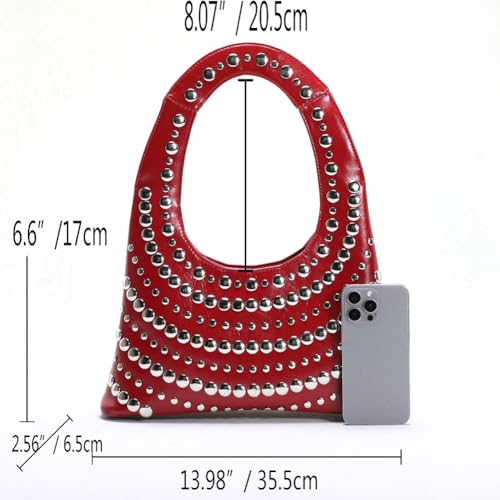 Image of CUXVA Studded Purses Y2k Shoulder Bag 90s Punk Women Small Shouder Purse PU Leather Designer Handbags